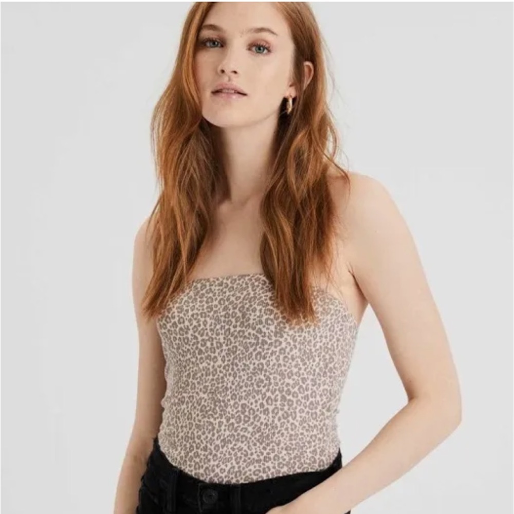 American Eagle ✨ Cheetah Print Ribbed Tube Top Sz M